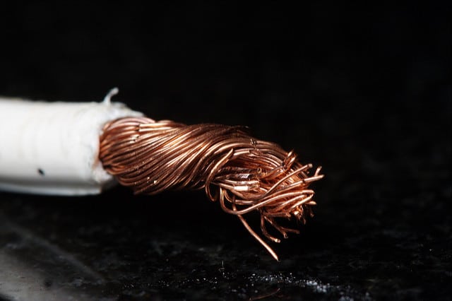 old or worn copper wiring